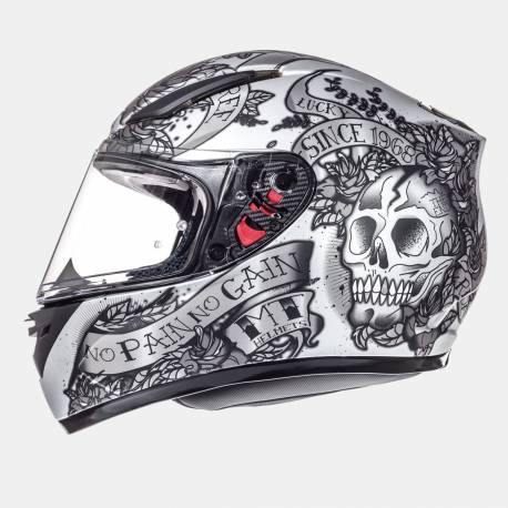 Casco MT Revenge Skull & Rose Negro Plata