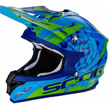 Casco Cross Scorpion VX-15 Evo Air Kistune Blue Green
