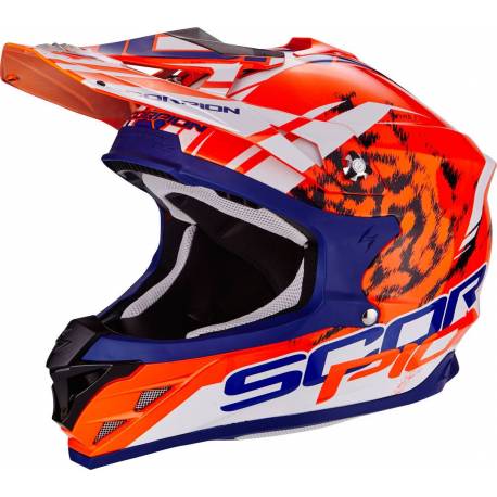 Casco Cross Scorpion VX-15 Evo Air Kistune Orange Blue