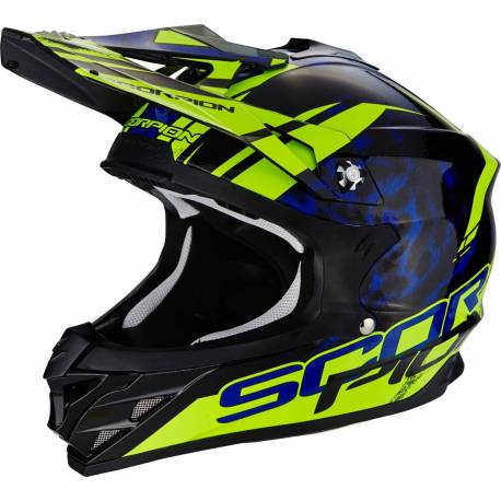Casco Cross Scorpion VX-15 Evo Air Kistune Blue Yellow