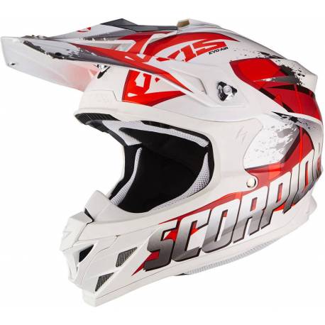 Casco Cross Scorpion VX-15 Evo Air Defender White Red