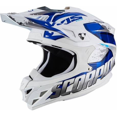 Casco Cross Scorpion VX-15 Evo Air Defender White Blue