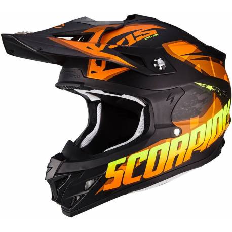 Casco Cross Scorpion VX-15 Evo Air Defender Black Orange