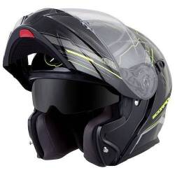 Casco Modular Scorpion Exo 920 Satellite Negro Metal fluor