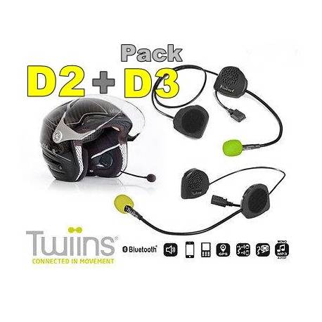 Pack Intercomunicador bluetooth twiins D3 y D2