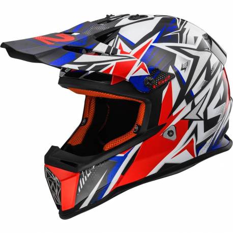 Casco Cross LS2 Fast Strong blanco azul rojo
