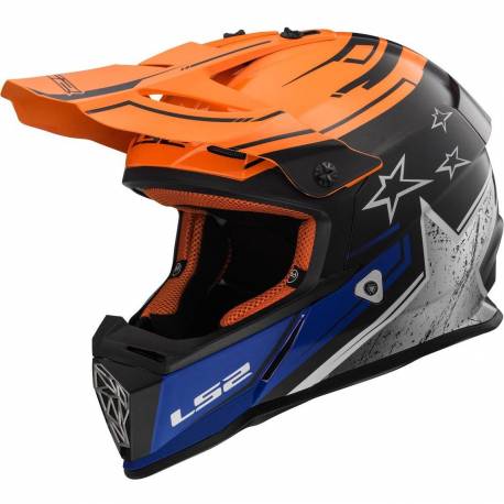 Casco cross LS2 Fast negro mate naranja