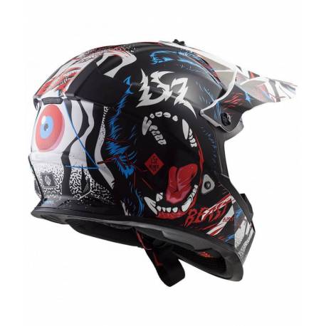 Casco Ls2 Fast Mx437 Beast Negro Blanco
