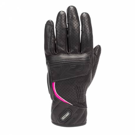 Guante chica Rosa Negro piel Rainers Diana perforado