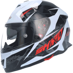 Casco Integral Shiro SH-351 Fibra Speed Blanco Negro Rojo