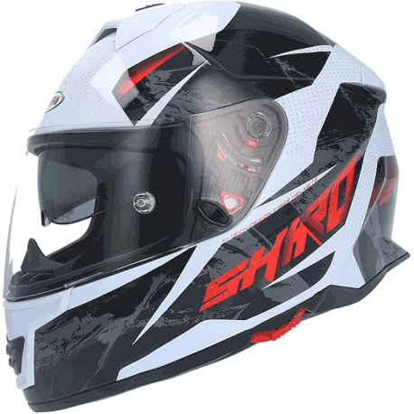 Casco Integral Shiro SH-351 Fibra Speed Blanco Negro Rojo